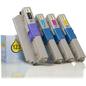 Toner OKI aanbieding: 44973508, 44469724, 23, 22 zwart + 3 kleuren (123inkt huismerk)