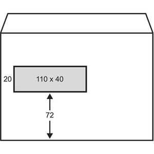 123inkt dienst envelop wit 162 x 229 mm - C5 venster links gegomd (500 stuks)