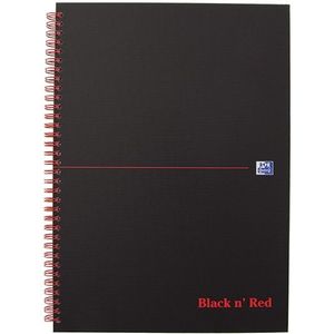 Oxford Black n' Red spiraalblok karton A4 geruit 90 grams 70 vel