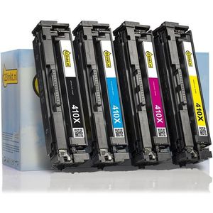 Toner Aanbieding: 123inkt huismerk set voor HP 410X: HP CF410X, CF411X, CF412X, CF413X zwart + 3 kleuren