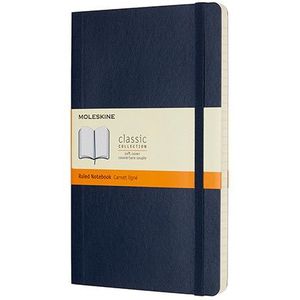 Moleskine large notitieboek gelinieerd soft cover blauw