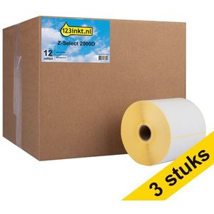 123inkt huismerk vervangt Aanbieding: 3x Zebra Z-Select 2000D verwijderbaar label (880239-076D) 102 x 76 mm (12 rollen)