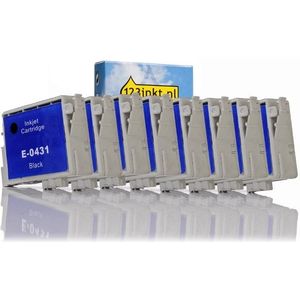 Epson T0431 8-pack zwart hoge capaciteit Inktcartridge (123inkt huismerk)