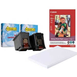 Aanbieding: Canon PG-560 / CL-561 zwart + kleur Inktcartridge (123inkt huismerk) + Canon GP-501 glossy photo paper