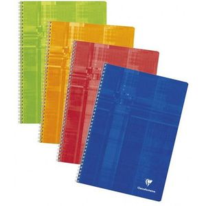 Clairefontaine spiraalblok A4 geruit 90 grams 50 vel assorti 10 stuks (5 mm, geen kantlijn)