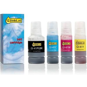Canon GI-41 aanbieding zwart + 3 kleuren Inktcartridge (123inkt huismerk)