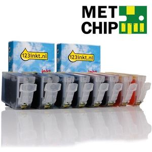 Canon aanbieding: 2 x PGI-5BK + 2 x CLI-8C/M/Y met chip (zwart + 3 kleuren) Inktcartridge (123inkt huismerk)