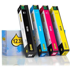 123inkt huismerk vervangt HP 981A multipack zwart/cyaan/magenta/geel