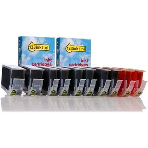 Canon aanbieding: 2 x PGI-7BK + 2 x PGI-9PBK/C/M/Y met chip (2 zwart + 3 kleuren) Inktcartridge (123inkt huismerk)