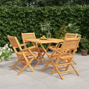 VidaXL 5-delige Tuinset Massief Teakhout
