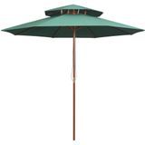 Parasol Dubbeldekker 270x270 cm houten paal groen