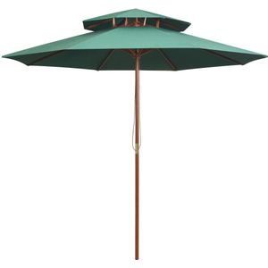 Parasol Dubbeldekker 270x270 cm houten paal groen