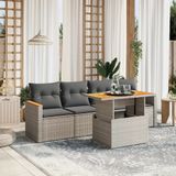 Loungeset Marnix met kussens poly rattan grijs