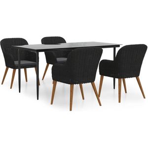 Tuinset Comfy tafel met 4 stoelen zwart