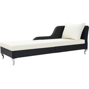 Ligbed sofa Dynamic met kussen poly rattan zwart