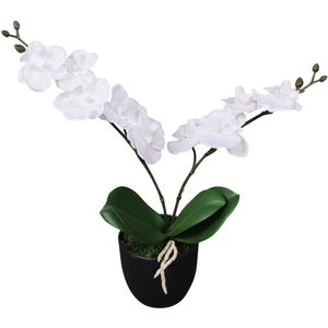 Kunst orchidee plant met pot 30 cm wit