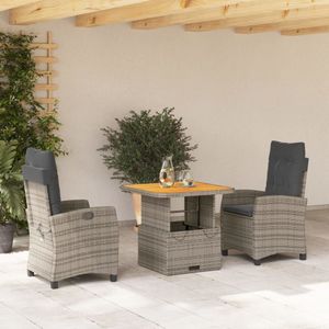 Tuinset Melissa Met Kussens Poly Rattan Grijs - verstelbaar