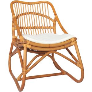 Fauteuil Lilli rotan bruin met kussen ecru
