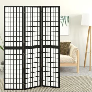 Kamerscherm Inklapbaar 3 Panelen Japanse Stijl 120 x 170 cm Zwart