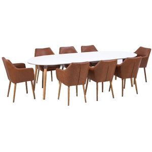 Vergadertafel TOP Meeting met 8 stoelen bruin eethoek
