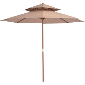 VidaXL Dubbeldekker Parasol Houten Paal 270 cm Taupe