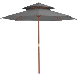 VidaXL Dubbeldekker Parasol Houten Paal 270 cm Antraciet