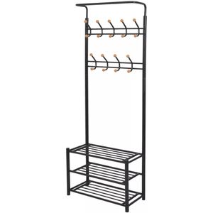 vidaXL-Kledingrek-met-schoenenopberger-68x32x182,5-cm-zwart