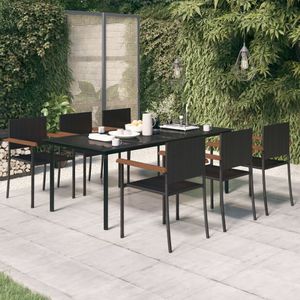 Tuinset  Harman zwart tafel 200x100 cm met 6 stoelen