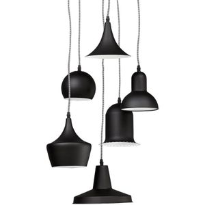 Hang Lamp 6-delig zwart metaal