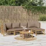 VidaXL Loungeset 6-delig met Kussens Bamboe Taupe