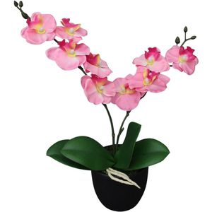 Kunst orchidee plant met pot 30 cm roze