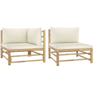 Loungeset Palmas Met Crèmewitte Kussens Bamboe 2-delig