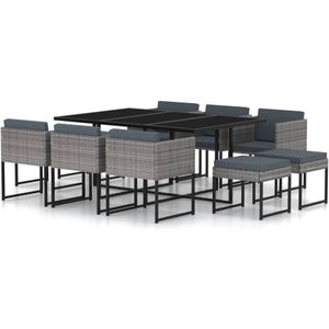Tuinset Becky tafel met 6 stoelen en 4 krukken grijs