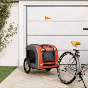 Honden fietskar oxfordstof oranje en grijs 69 x 133.5 x 73.5 cm Fietstrailer