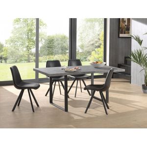 Eethoek Wilfred 180x90cm beton look met 4 stoelen