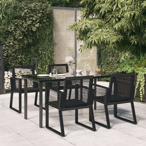 VidaXL 5-Delige Tuinset PVC-Rattan Zwart