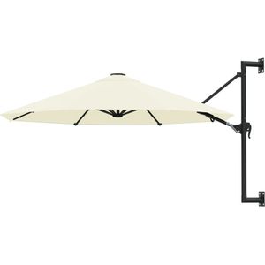 <p>Deze elegante muurparasol is de perfecte keuze om wat schaduw te creëren en jezelf te beschermen tegen schadelijke uv-straling. Het parasoldoek is gemaakt van uv-beschermend en anti-vervagend polyester, waardoor het optimale bescherming biedt tegen de zon en gemakkelijk schoon te maken is.</p>
<p>Het exclusieve ontwerp van deze parasol stelt je in staat om de parasol te kantelen, zodat je de zon kunt blokkeren terwijl deze richting de horizon beweegt. De sterke metalen paal en de 8 duurzame baleinen maken de parasol zeer stabiel en duurzaam.</p>
<p>Deze tuinparasol kan eenvoudig geopend en gesloten worden dankzij het zwengelmechanisme. Het product is ook eenvoudig te monteren en de levering bevat montageaccessoires.</p>
<p>Let op, wij adviseren om het doek te behandelen met een waterdichtmakende spray als het wordt blootgesteld aan zware regenval. De hoogte van deze wandparasol hangt af van de hoogte van de muur.</p>
<ul>
  <li>Kleur: zand</li>
  <li>Materiaal: stof en metaal</li>
  <li>Totale afmetingen: 300 x 131 cm (ø x H)</li>
  <li>Diameter buis: 48 mm</li>
  <li>Met zwengelsysteem</li>
  <li>Met 8 baleinen</li>
  <li>Levering bevat een wandbevestiging</li>
  <li>Materiaal: Polyester: 100%</li>
</ul>