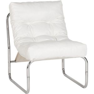 Fauteuil Boudoir wit kunstleer met chromen poten