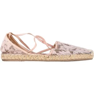 Valentino Garavani Bloemenkant Zelfstrik Espadrilles in Roze Polyester