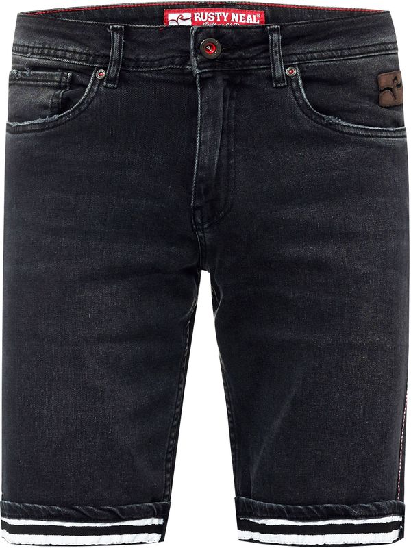 Rusty Neal - BENSON - Jeansshorts - Zwart - Normale Pasvorm