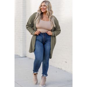 Wafelgebreide Open Front Cardigan