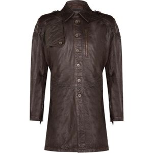 Trenchcoat - Zacht Nappaleer - Lange Militaire Stijl