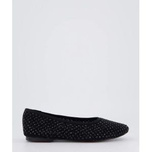 Steve Madden - Ballerina - Zwart - Textiel - Blokhak, Ronde Neus, Effen Motief