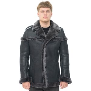 Heren - Merino Schapenvacht Suède Jas - Zwart - Granada