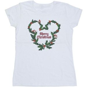Li-cense Disney dames mickey mouse vrolijk kerstfeest holly katoenen t-shirt