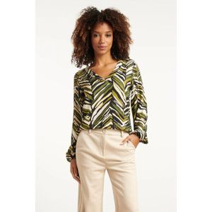 Smashed Lemon - Zig-zag Top - Army Groen - 100% Viscose