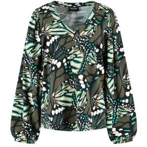 Lady Day - Tress Shirt - Meerkleurig - V-hals - Lange Mouwen - Ballonmouwen