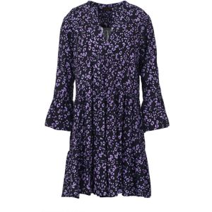 A-lijn Jurk - Paars en Zwart - Klokmouwen