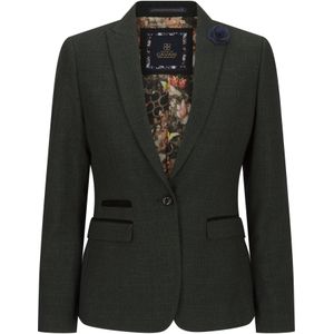 Dames - Tweed - Blazer - Groen - Klassieke Jas