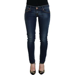 Acht Blauwe Katoenen Lage Taille Skinny Dames Casual Jeans